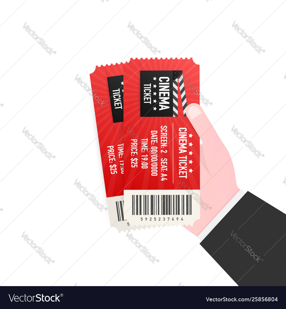 Hand holding two tickets cinema stock