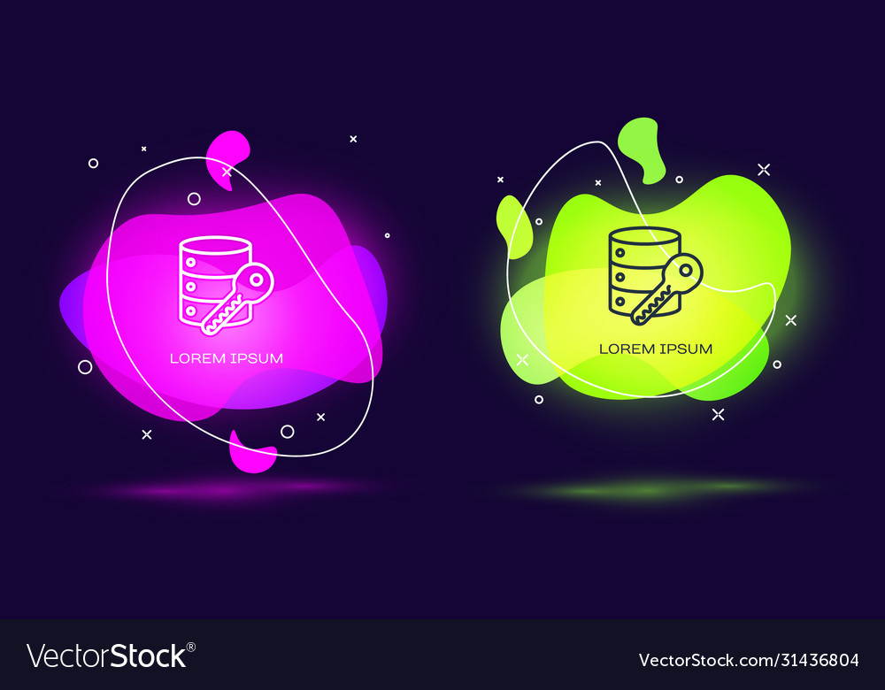Line server security with key icon isolated vector image Line server security with key icon isolated