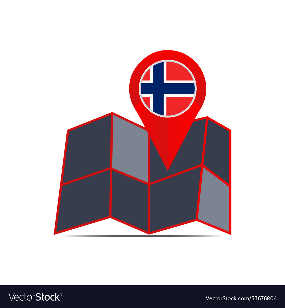 Map icon norway with a country flag