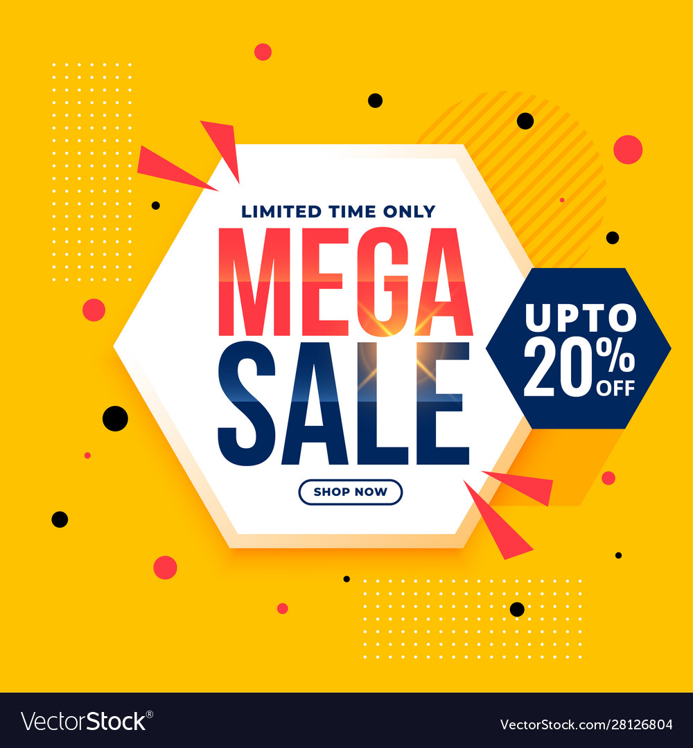 Mega sale yellow hexagonal geometric banner design