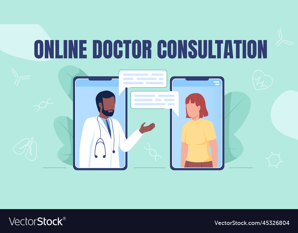 Online doctor consultation flat banner template vector image Online doctor consultation flat banner template