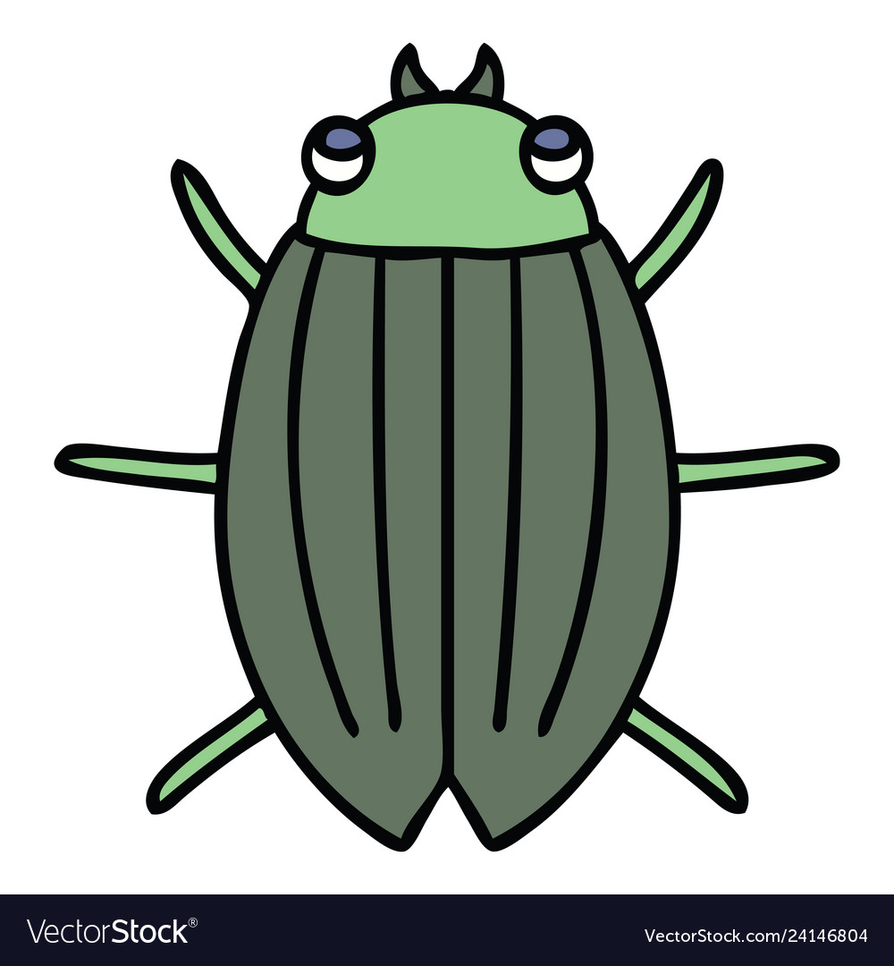 Quirky hand drawn cartoon beetle Royalty Free Vector Image