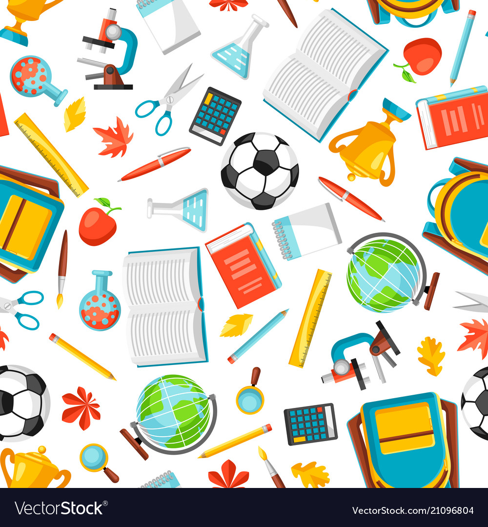 School seamless pattern with education items Vector Image