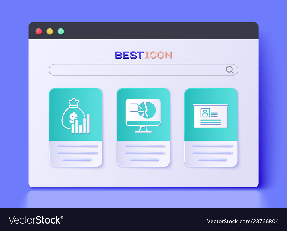 Set computer monitor with graph chart money bag vector image Set computer monitor with graph chart money bag