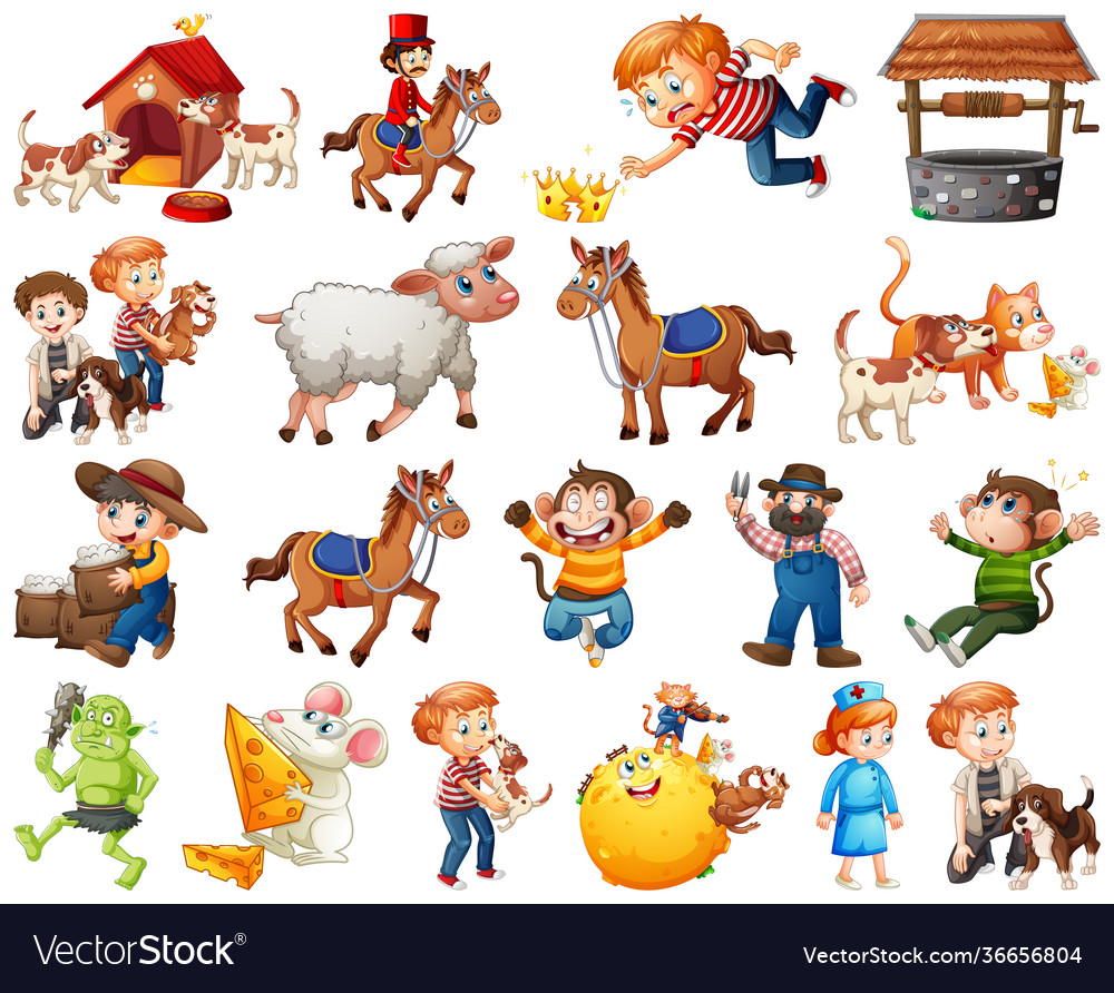 Set different nursery rhyme character isolated Vector Image