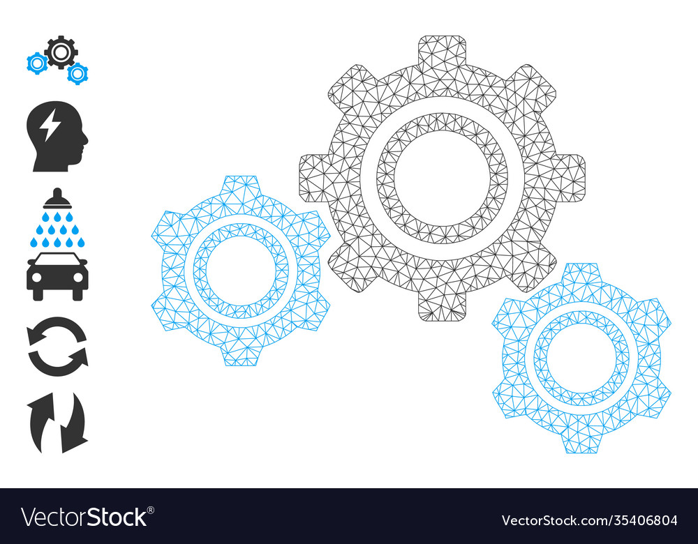 Web network gears icon with simple symbols vector image Web network gears icon with simple symbols