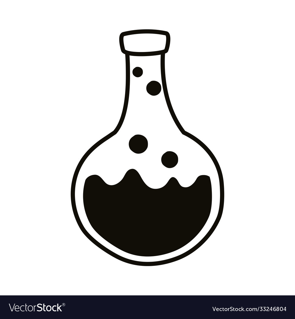 Witch spell in flask line style icon