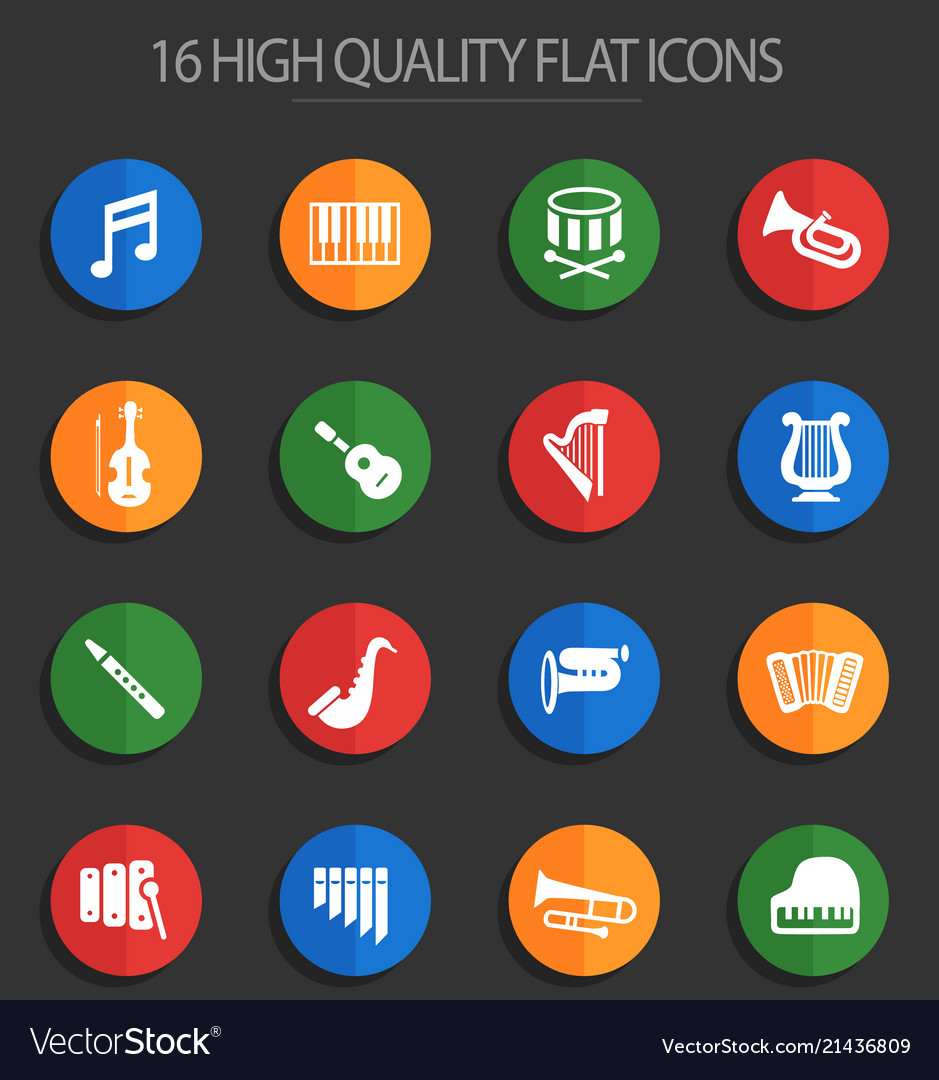 Classic instruments 16 flat icons