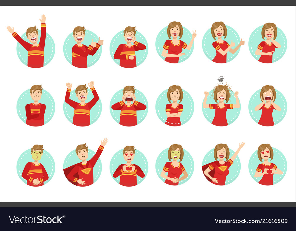 Emotion Body Language Set With Guy Royalty Free Vector Image