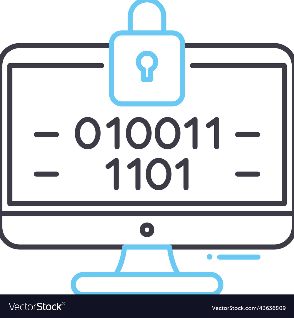 Encryption line icon outline symbol vector image Encryption line icon outline symbol