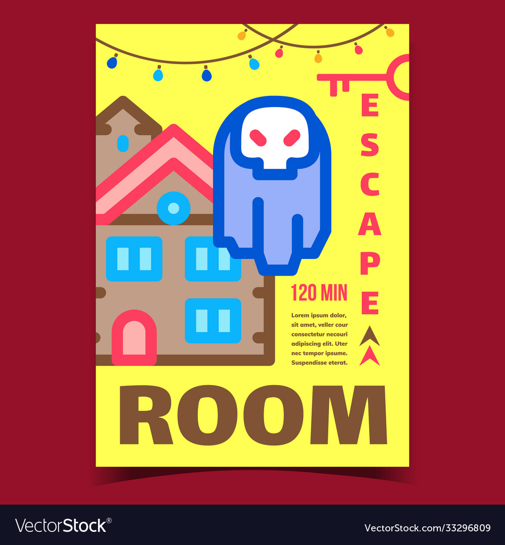 Escape room creative advertising poster vector image Escape room creative advertising poster