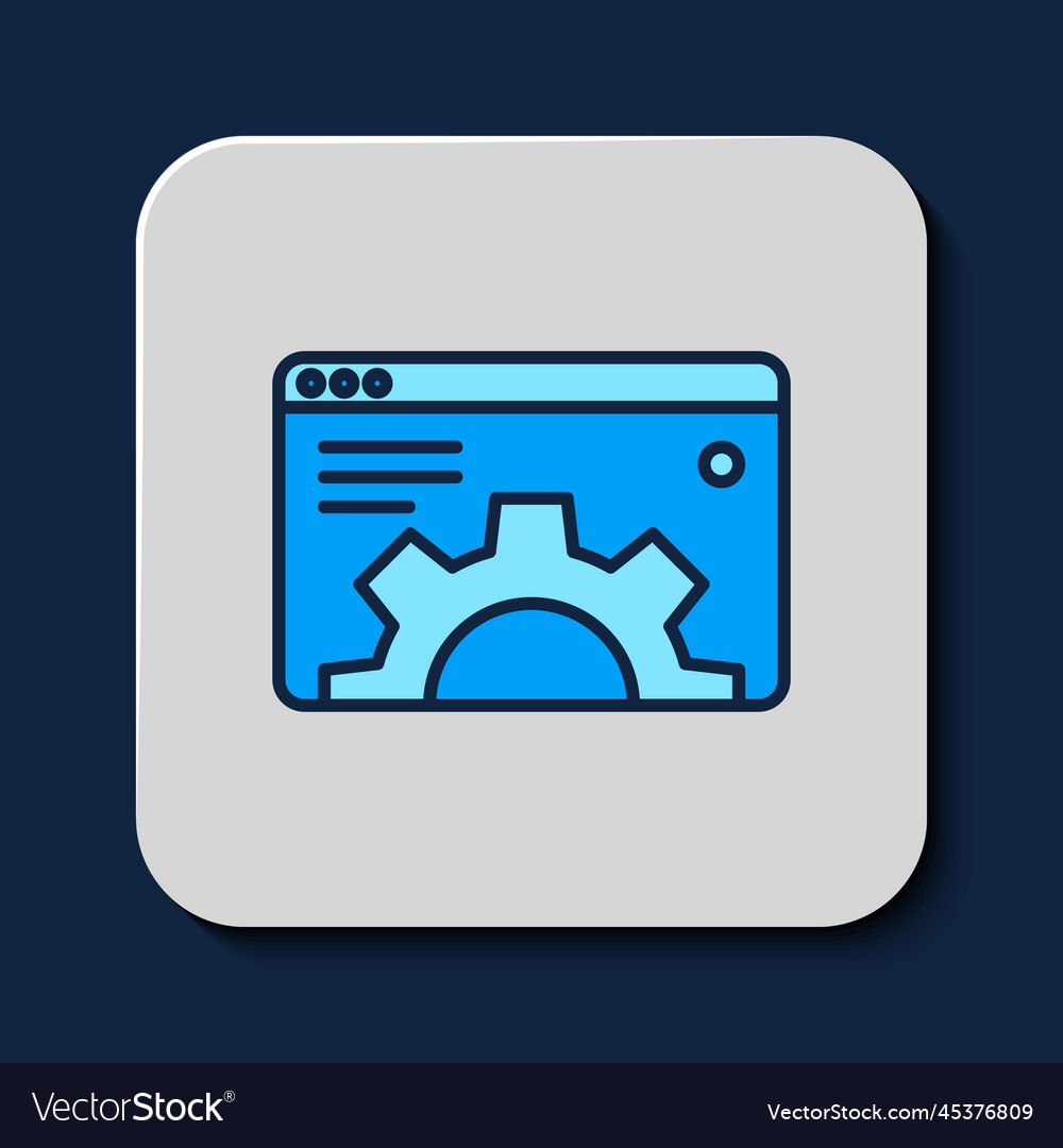 Filled outline browser setting icon isolated vector image Filled outline browser setting icon isolated