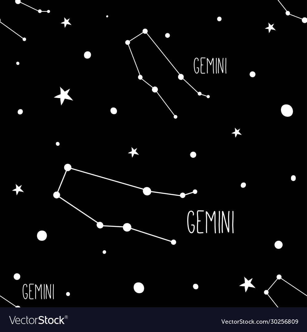 Gemini seamless pattern with zodiac sign