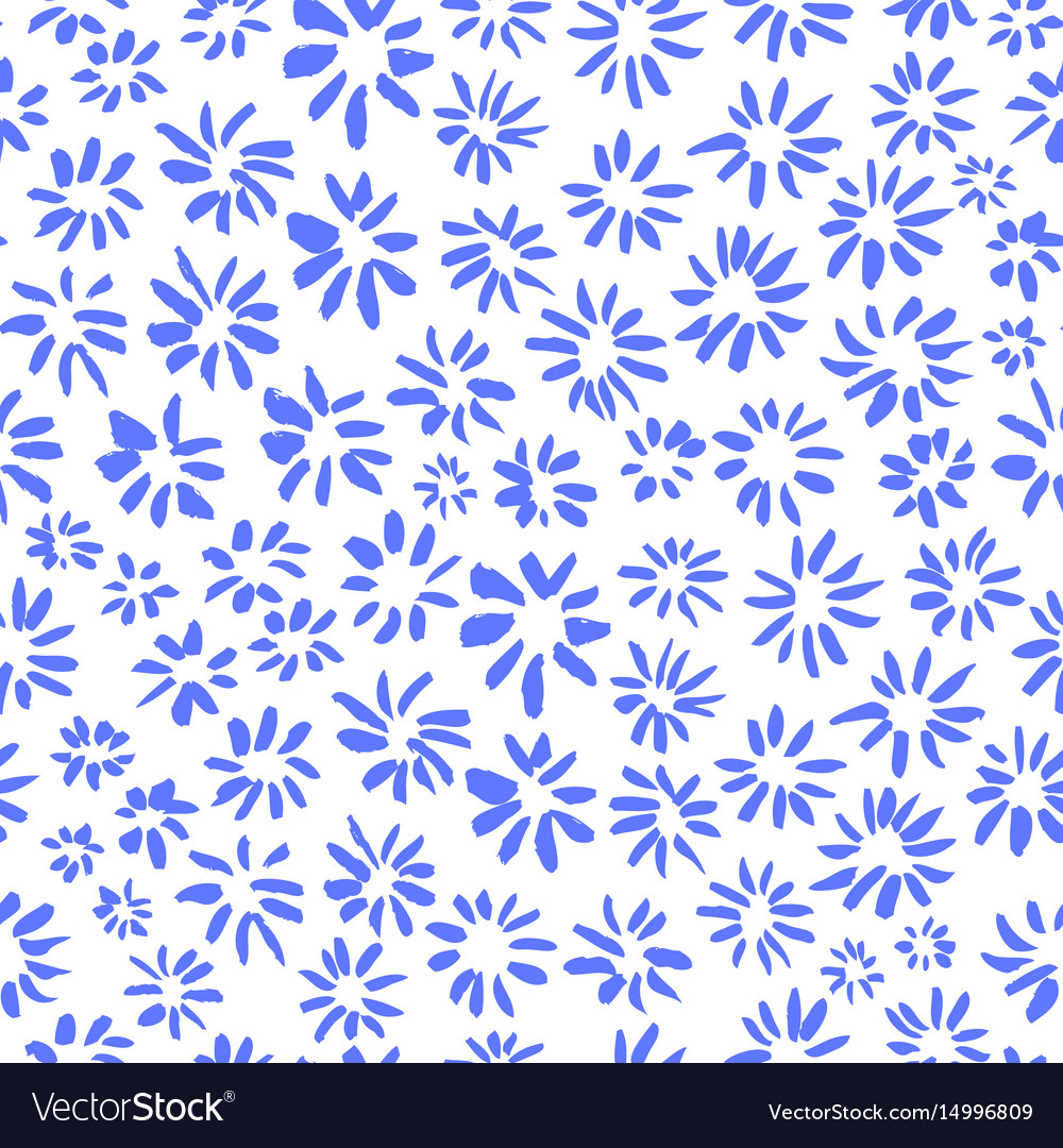 Ink seamless pattern with flowers in sketchy