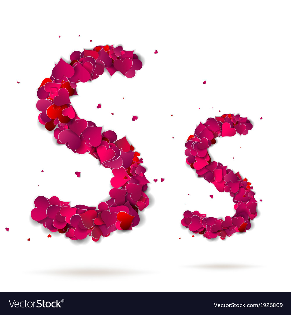 Letter s made from hearts love alphabet Royalty Free Vector