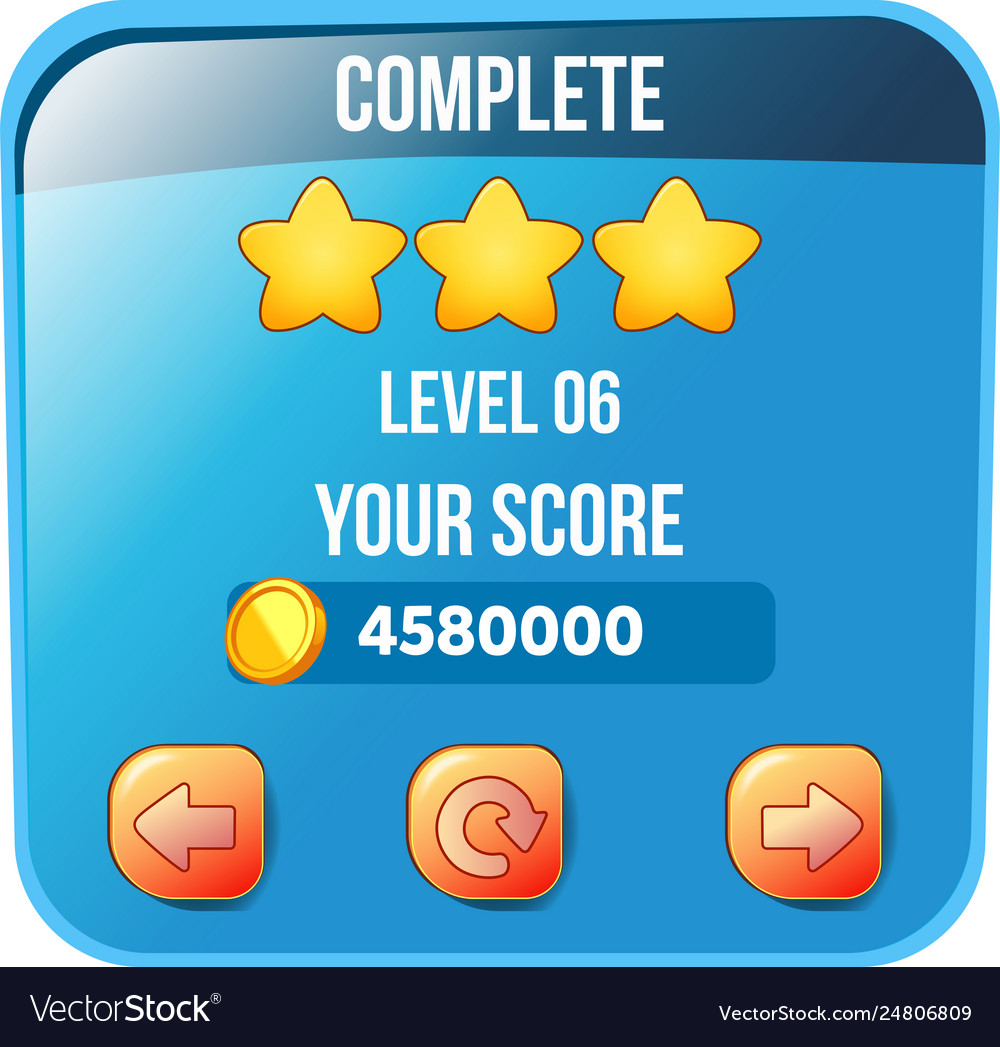 Level Complete UI - Game Pop-Up with Stars