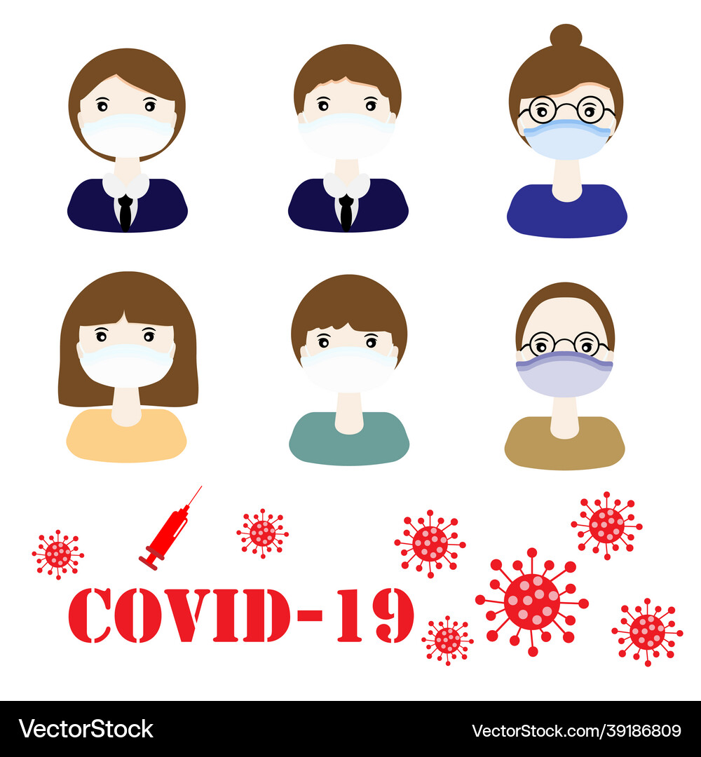 Masked people icon on white background Royalty Free Vector