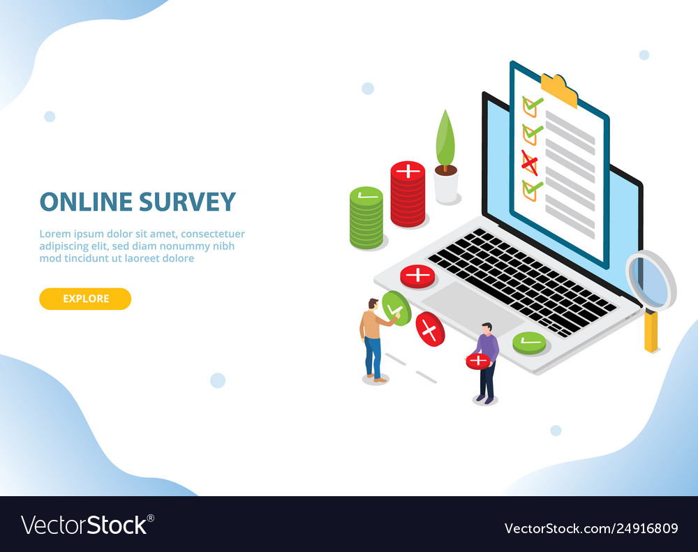 Online survey technology concept with people vector image Online survey technology concept with people