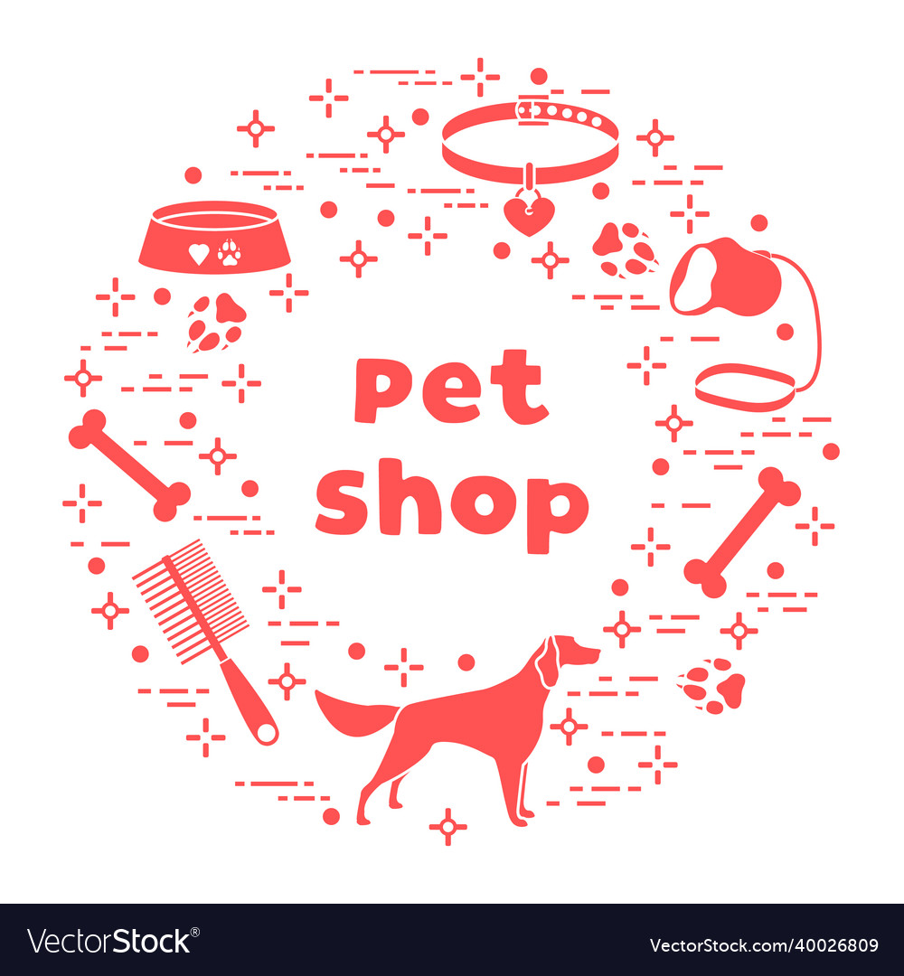 Pet shop vet shelter animal dog tracks Royalty Free Vector