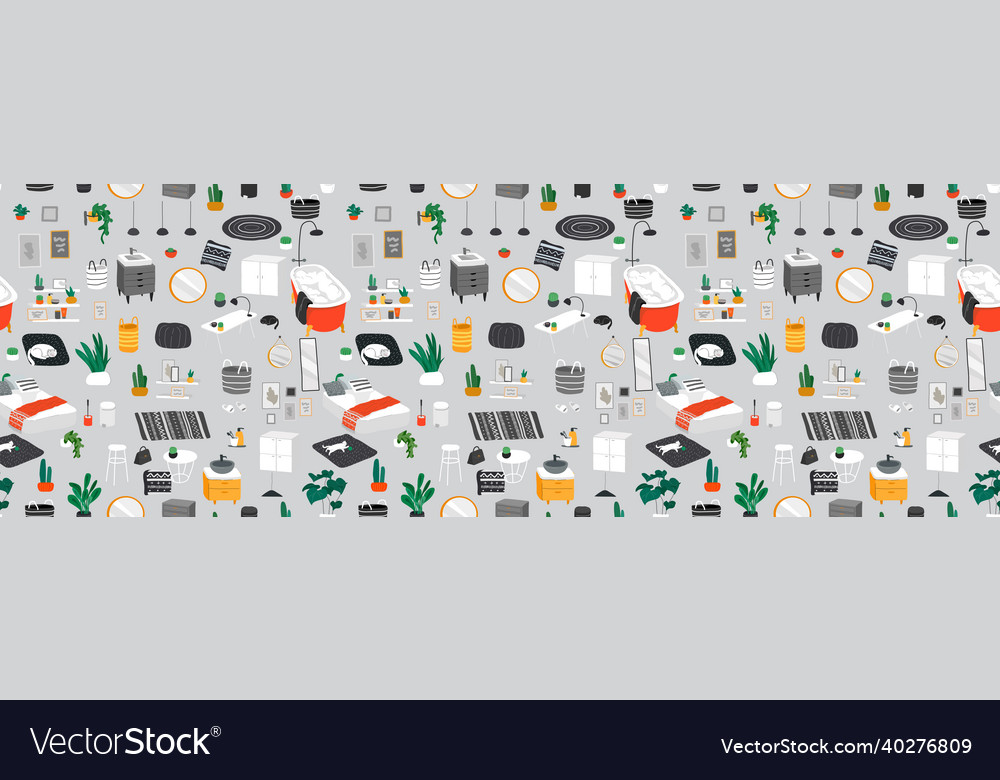 Seamless pattern with stylish comfy Vector Image Seamless pattern with stylish comfy
