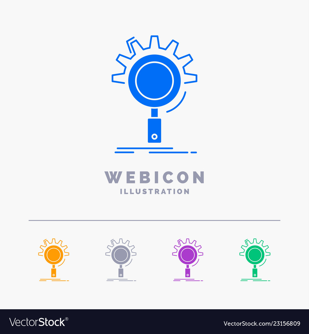 Seo search optimization process setting 5 color vector image Seo search optimization process setting 5 color