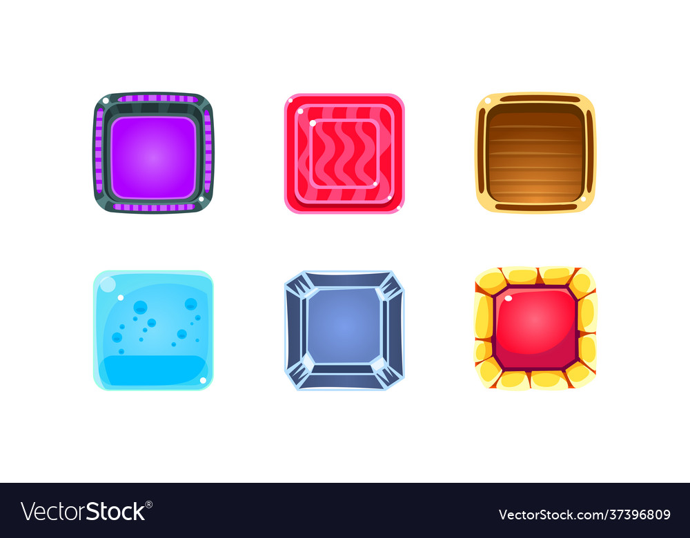 Set colorful game buttons gaming interface vector image Set colorful game buttons gaming interface