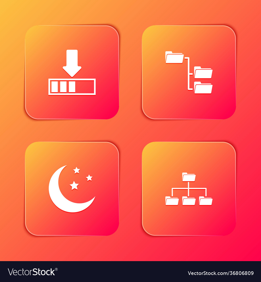 Set loading folder tree moon and stars icon vector image Set loading folder tree moon and stars icon