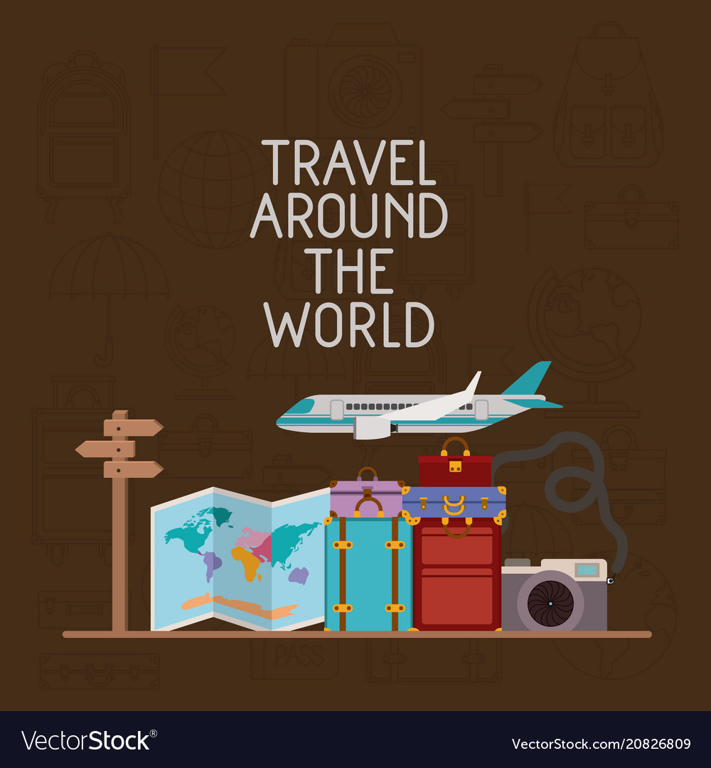 Travel around the world set icons Royalty Free Vector Image