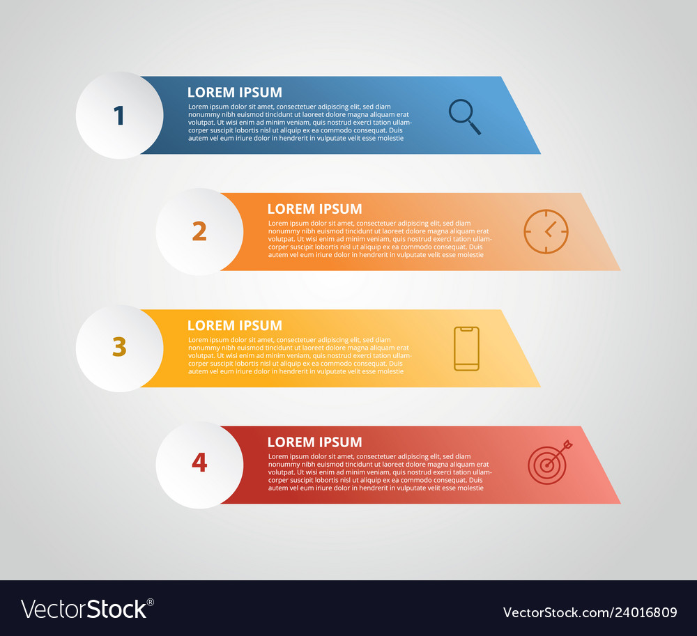 Vertikale Label Infografik mit 4 Schritt Symbol