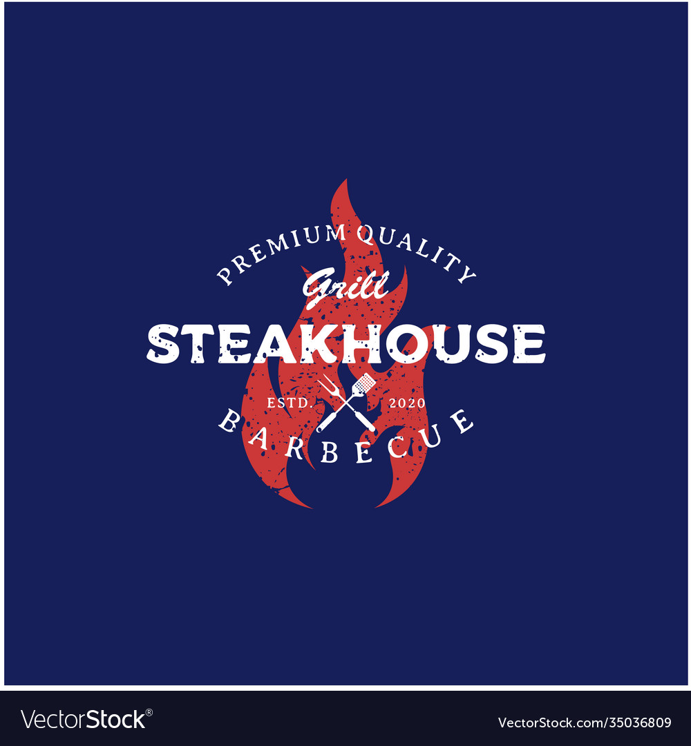 Vintage bbq grill barbecue logo design Royalty Free Vector