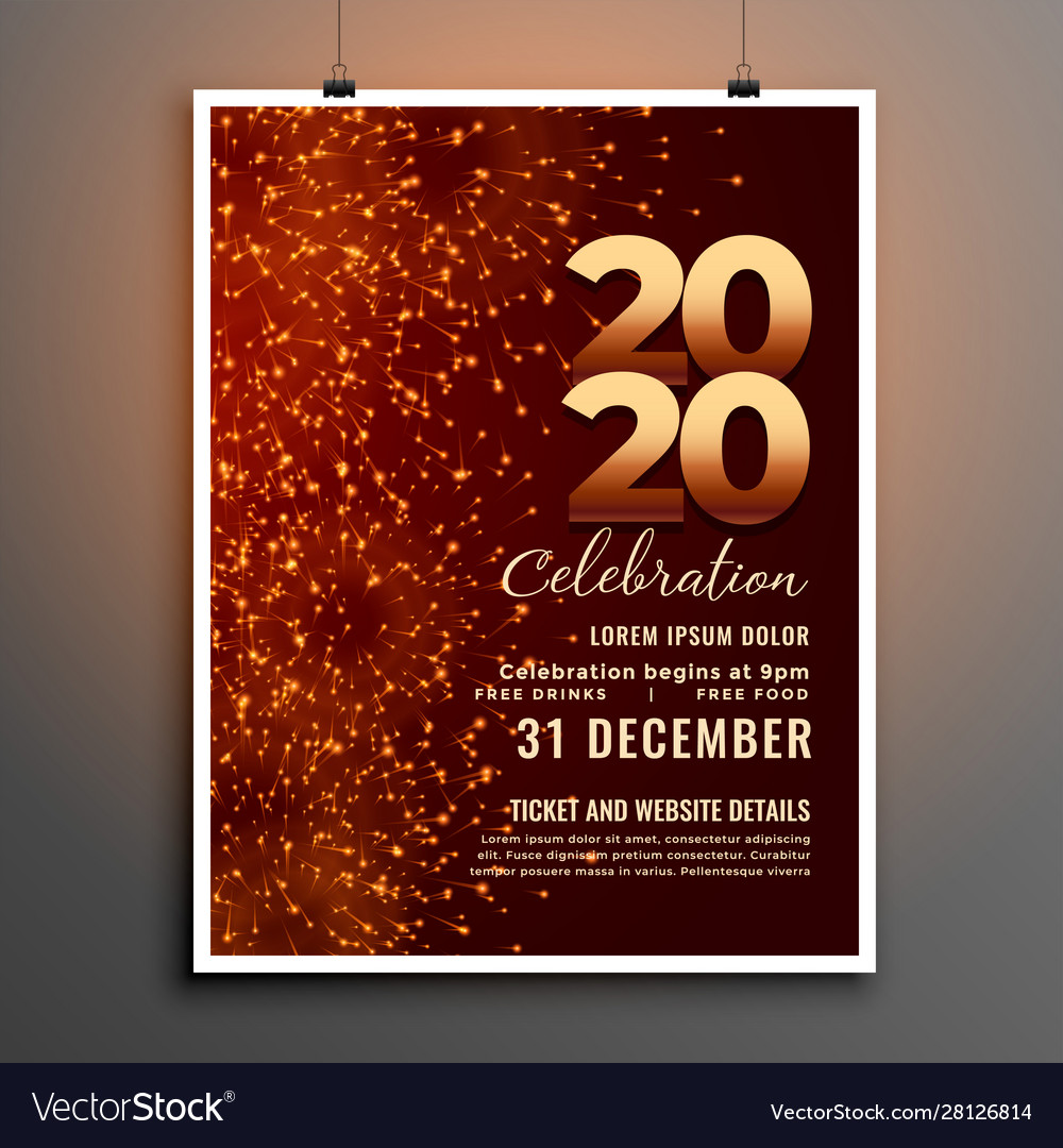 2020 celebration new year firework style flyer