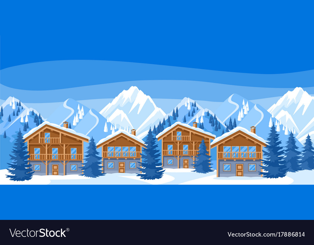 Alpine chalet houses winter resort