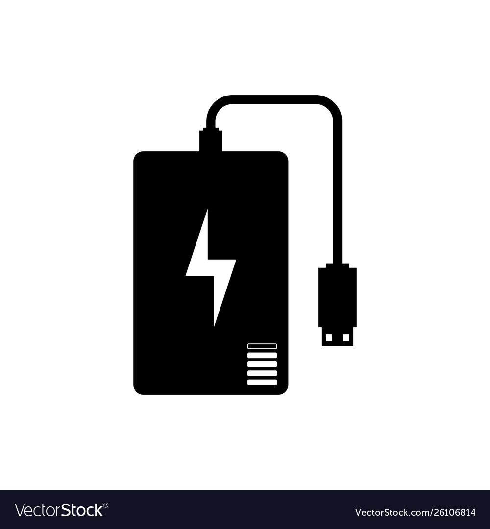 Black power bank with different charge cable icon