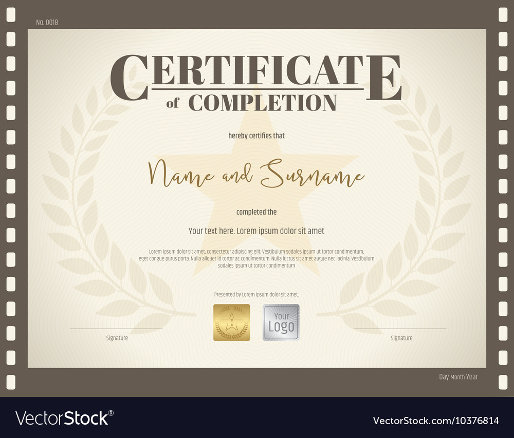 Certificate of completion template movie theme