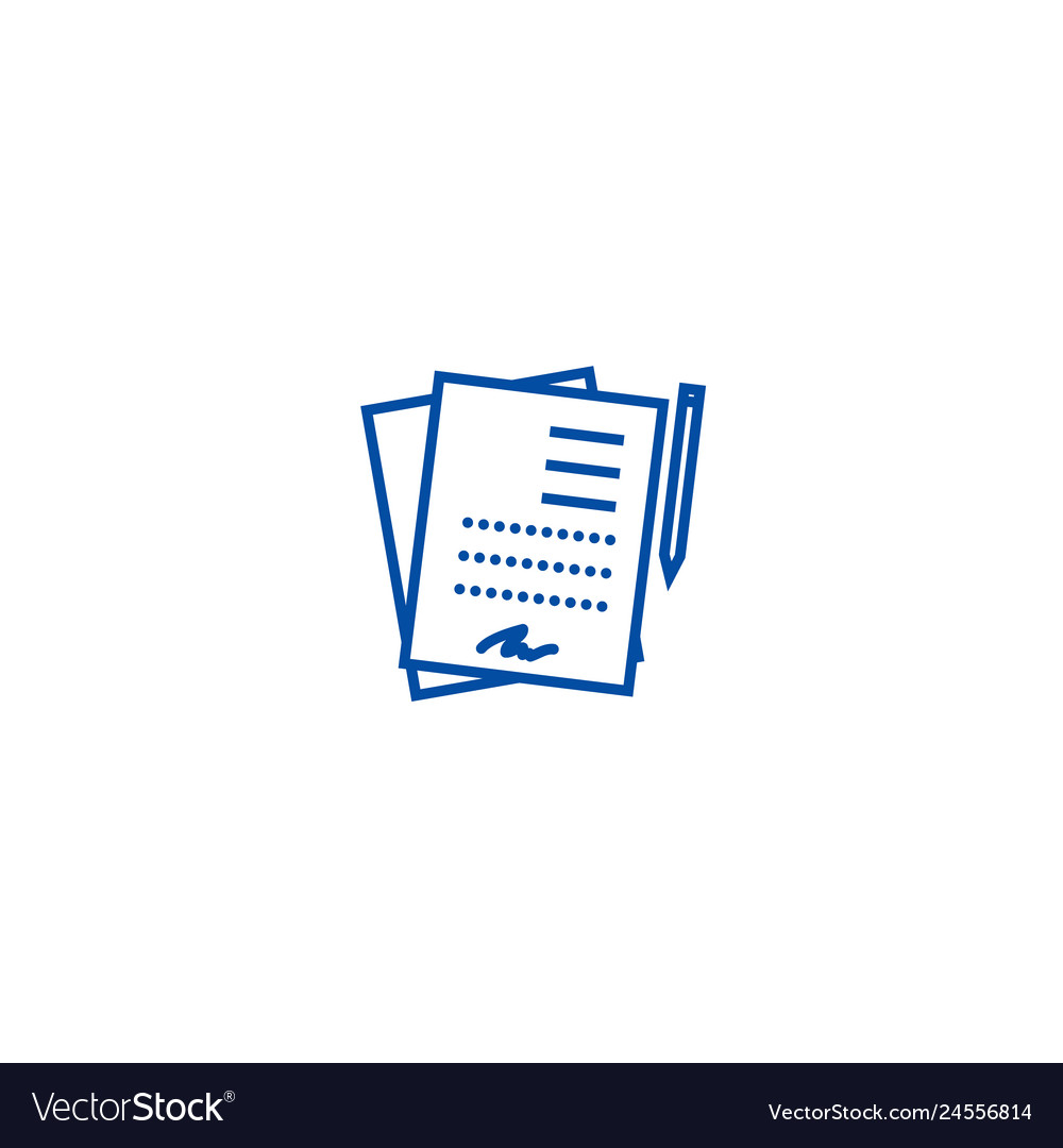 Contract signing documents line icon concept vector image Contract signing documents line icon concept