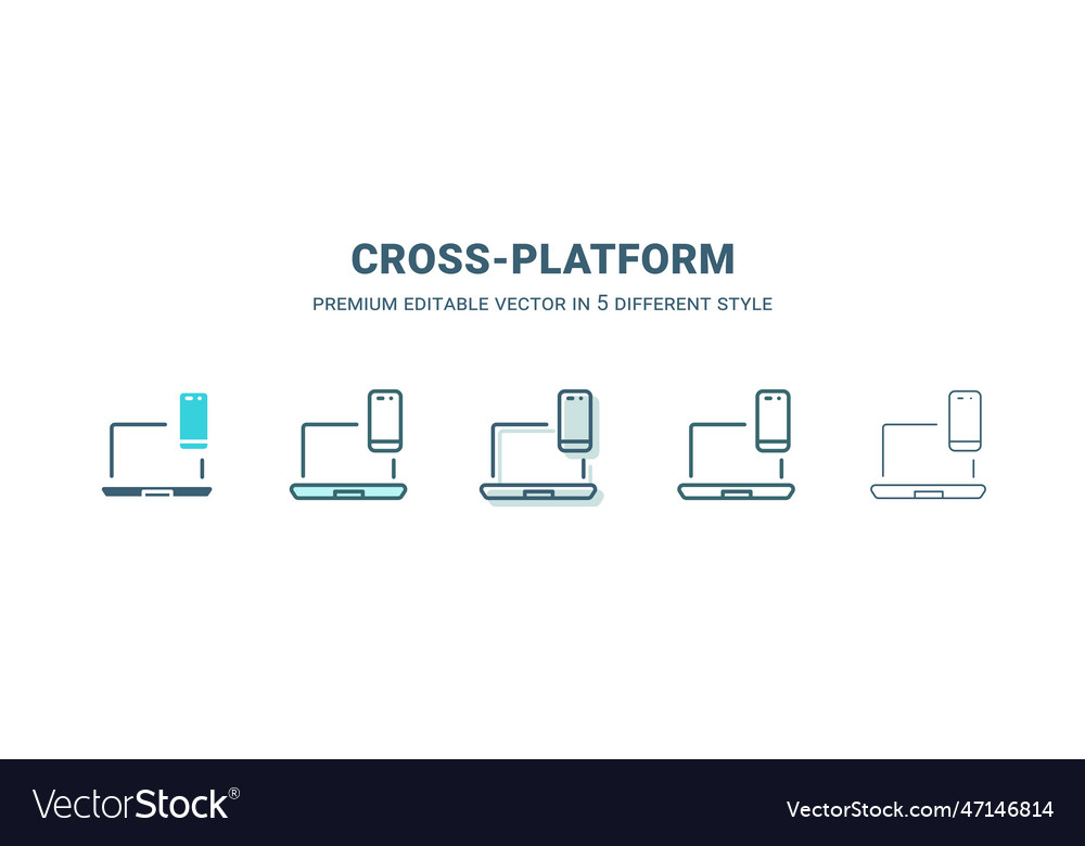 Cross-platform icon in 5 different style outline vector image Cross-platform icon in 5 different style outline