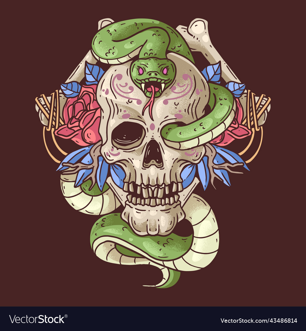 Dia de muertos skull and snake Royalty Free Vector Image