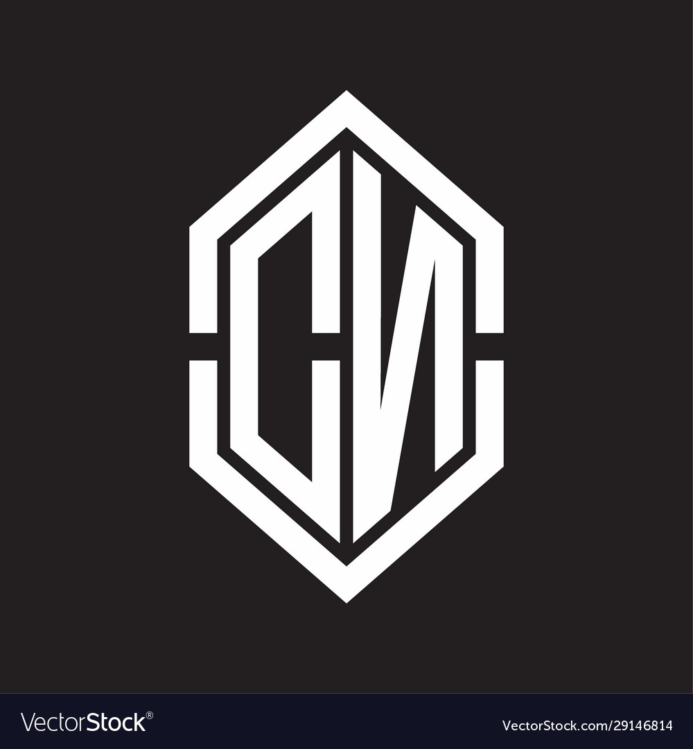 Dn logo monogram with hexagon shape and outline