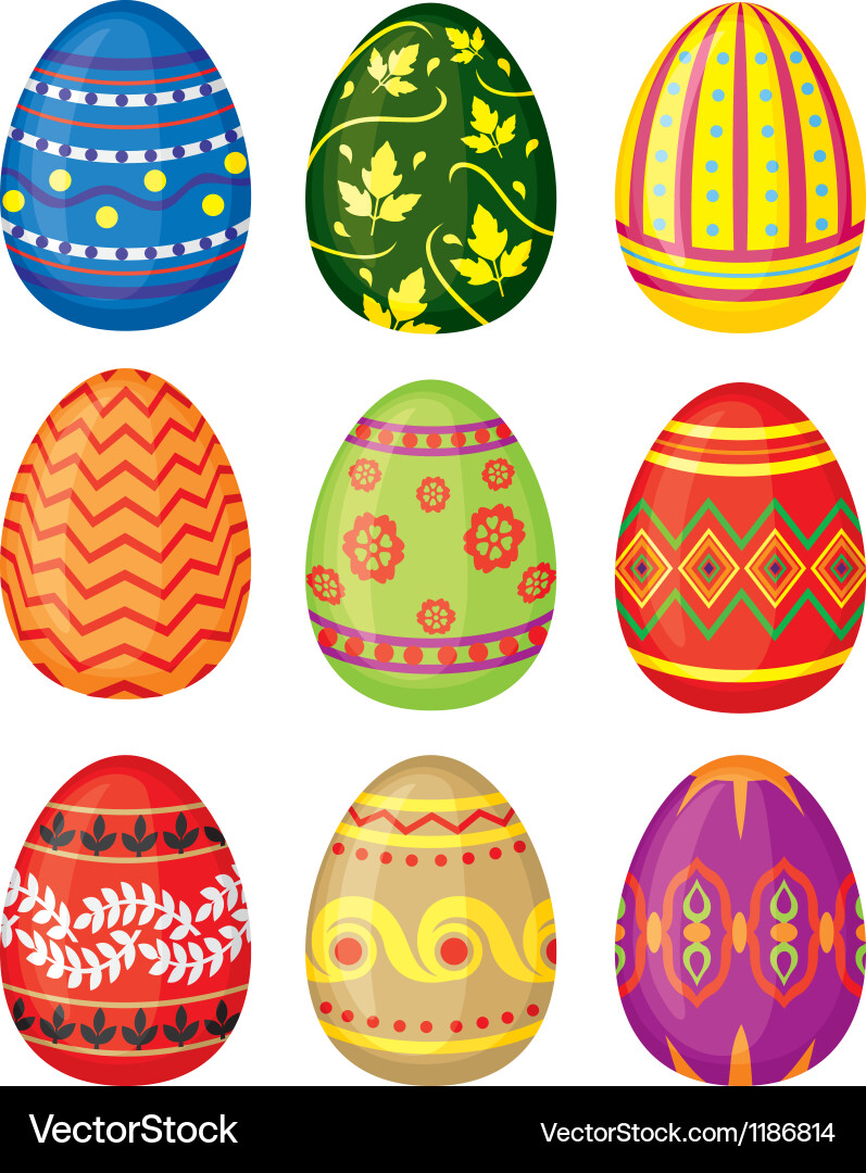 Easter eggs set Royalty Free Vector Image - VectorStock