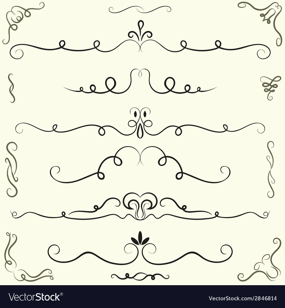 Elegant Calligraphic Elements & Borders