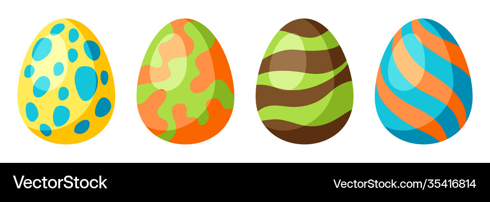 Happy easter set eggs Royalty Free Vector Image
