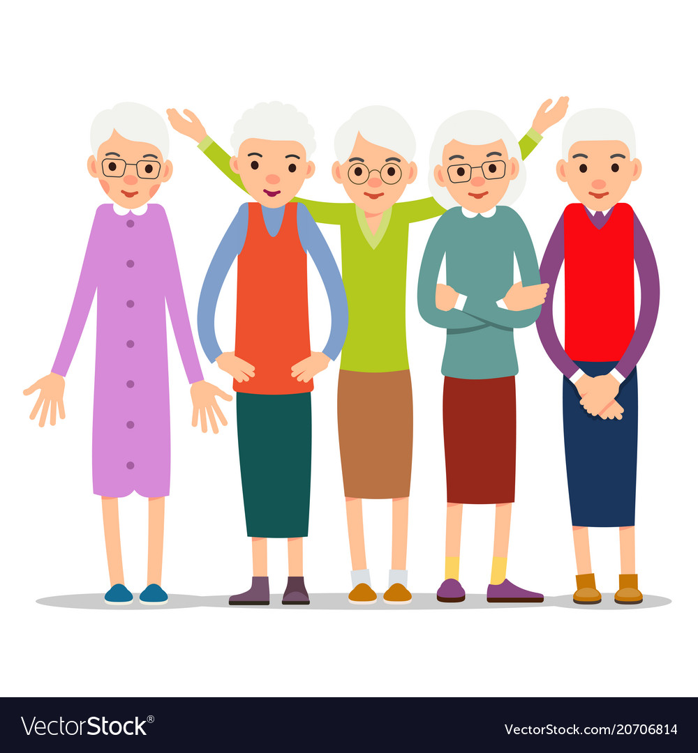 Older woman old character in various poses Vector Image