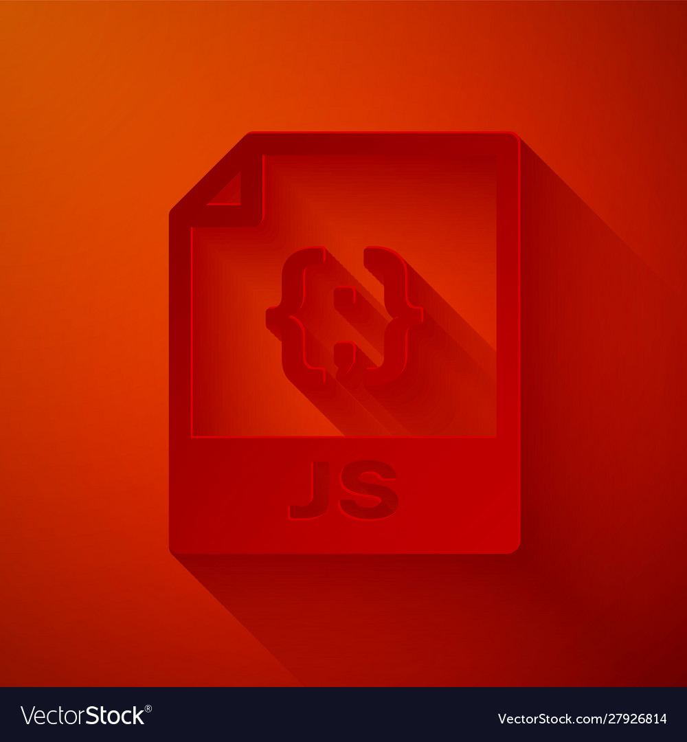 Paper cut js file document download button vector image Paper cut js file document download button