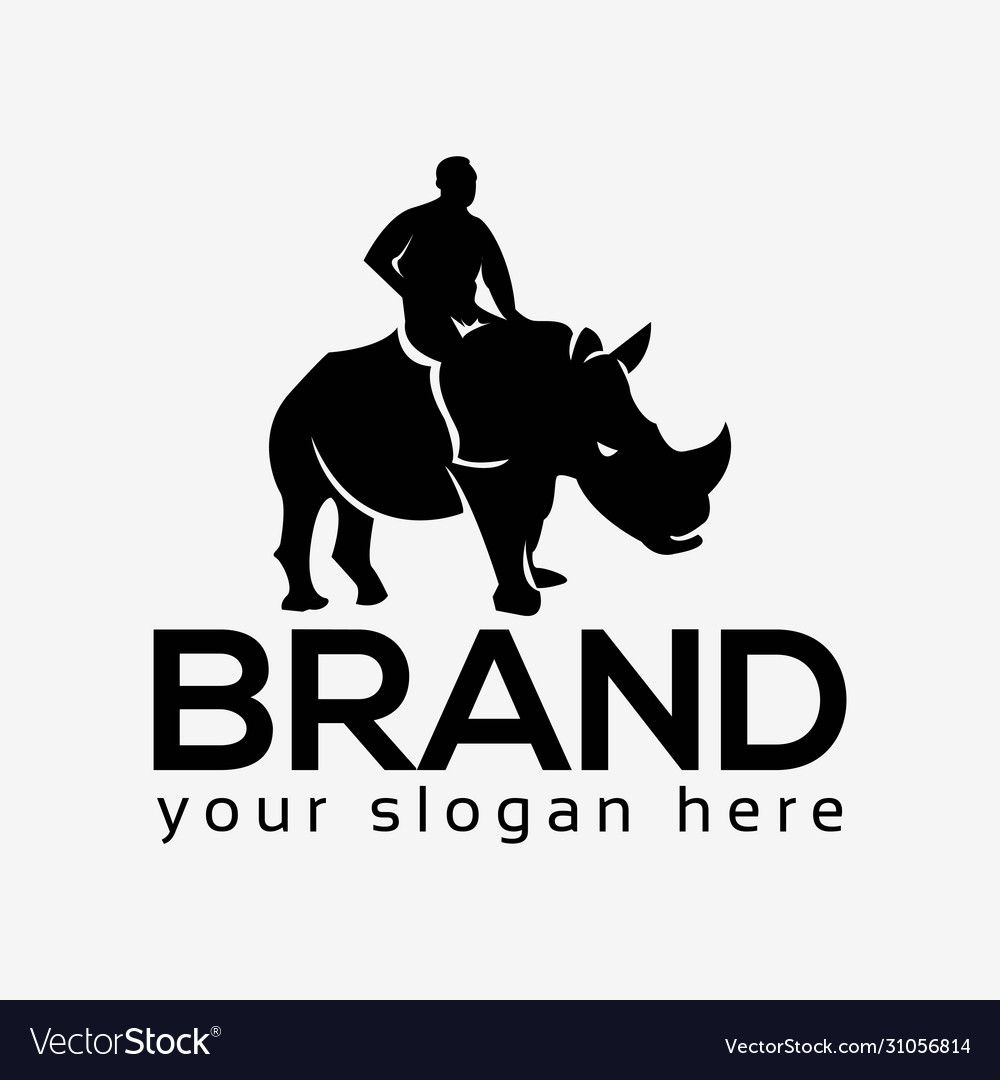 People rides on rhino logo flat design