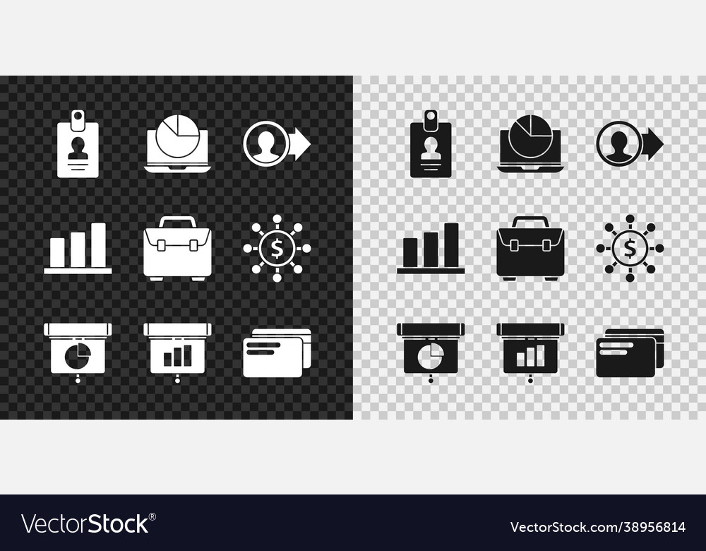 Set identification badge laptop with graph chart vector image Set identification badge laptop with graph chart