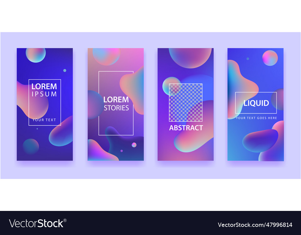 Set of abstract mobile app template with liquid vector image Set of abstract mobile app template with liquid