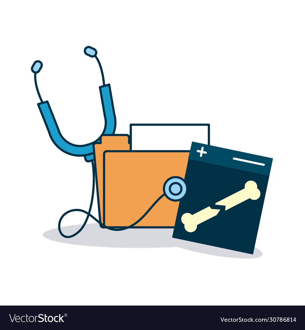Stethoscope folder and xray icon colorful design Vector Image
