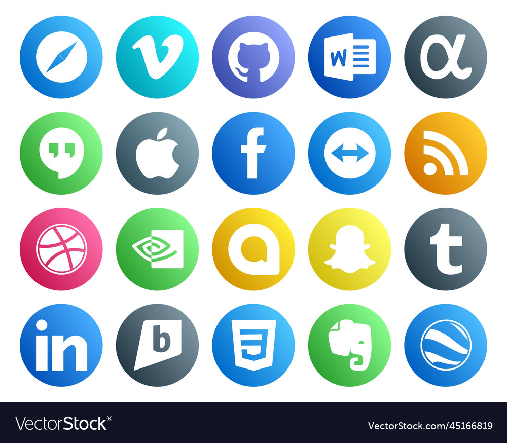 20 social media icon pack including linkedin