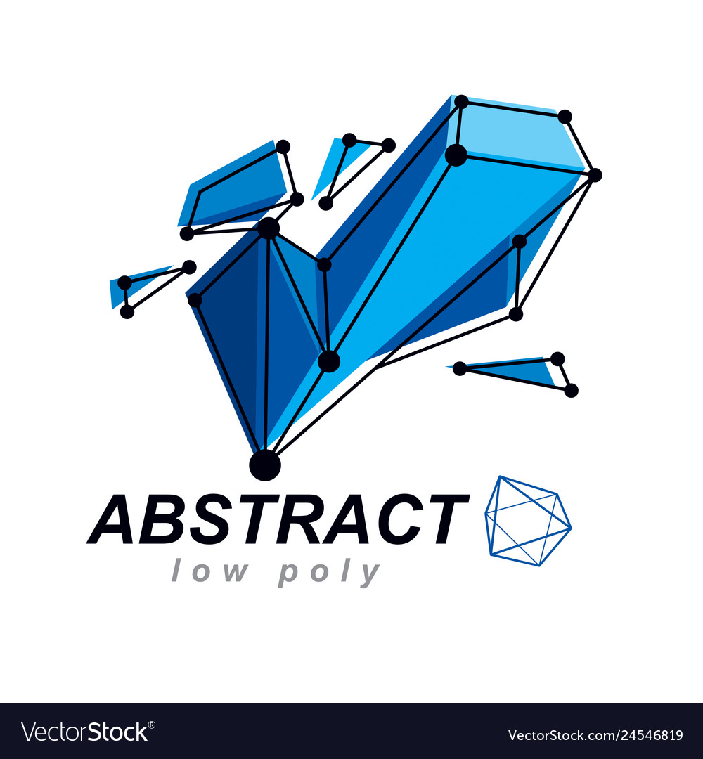 Abstract 3d mesh polygonal object communication vector image Abstract 3d mesh polygonal object communication