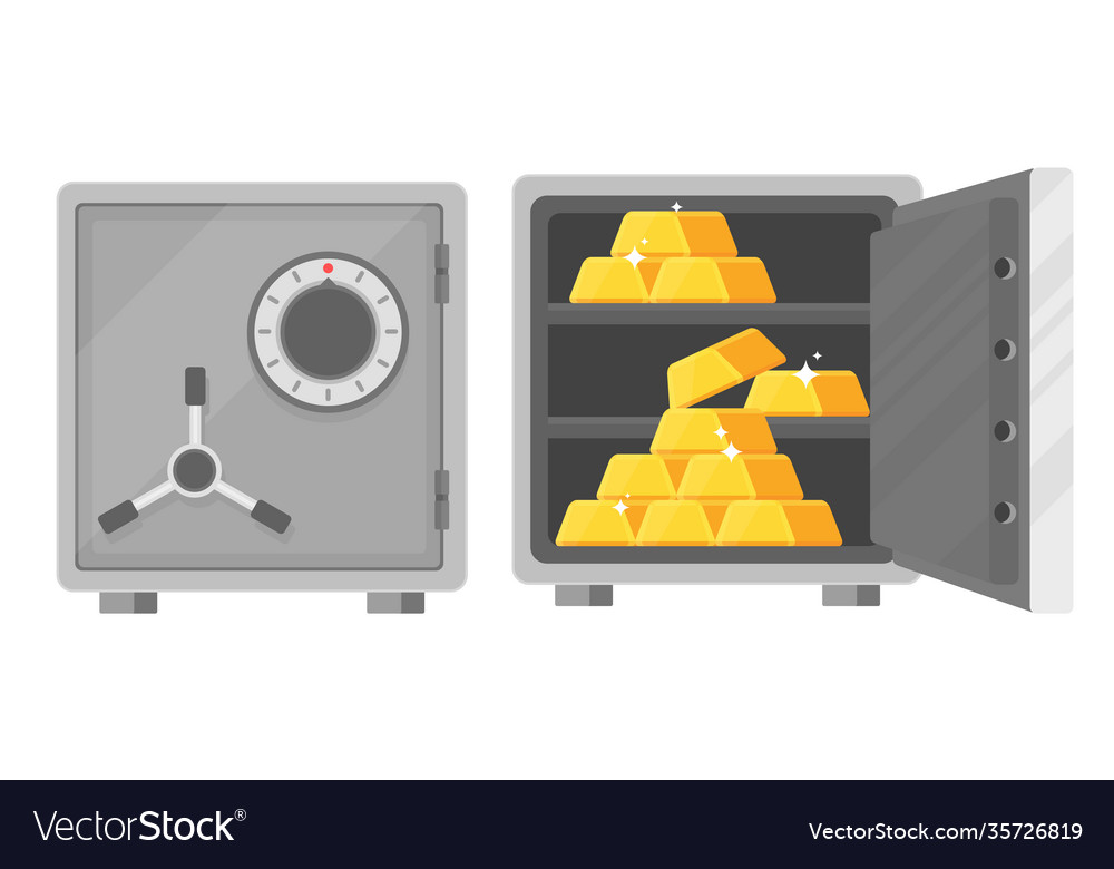 Bank Safe with Gold Bars